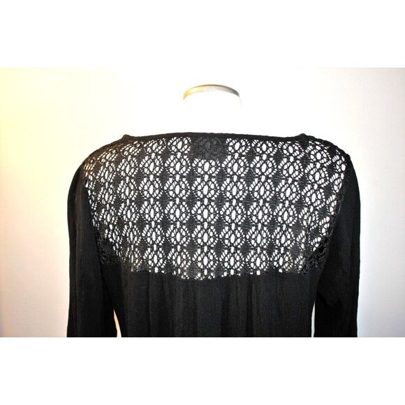 Addition Elle Tunic Blouse Womens 16 Black Crochet Lace Witchy Goth Whimsygoth - Picture 5 of 6